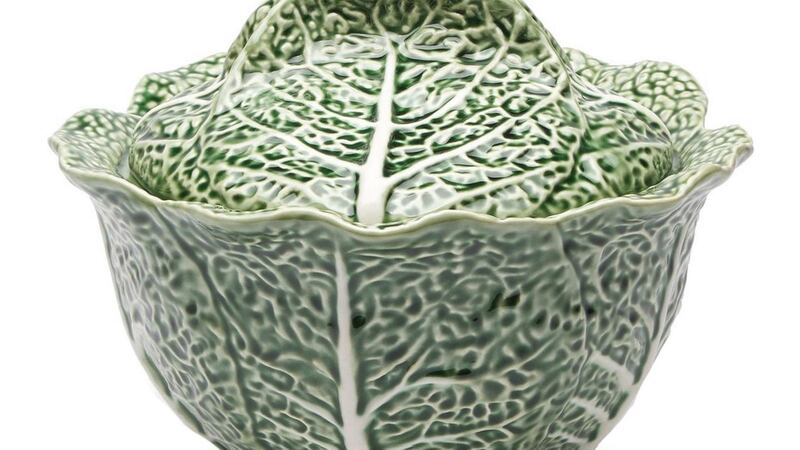 Use existing serveware like tureens. Cabbage tureen, €118, Micucci Interiors