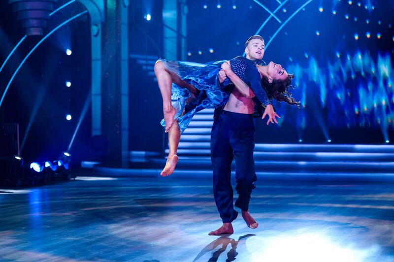 Kayleigh Trappe with her dance partner Ervinas Merfeldas during Dancing with the Stars.
Photograph: Kyran O’Brien/kobpix 