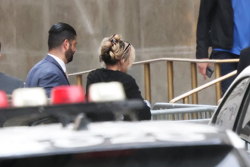 Stormy Daniels arrives at Manhattan Criminal Court. Photograph: Michael M Santiago/Getty 