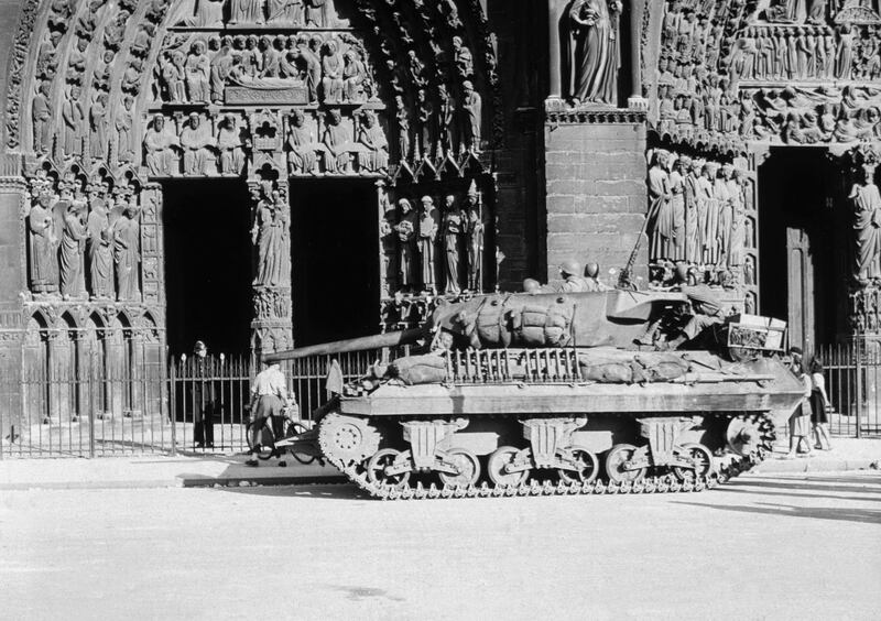 An American tank outside Notre-Dame shortly after the liberation of the city in 1944. Photograph: Keystone-France\Gamma-Rapho via Getty