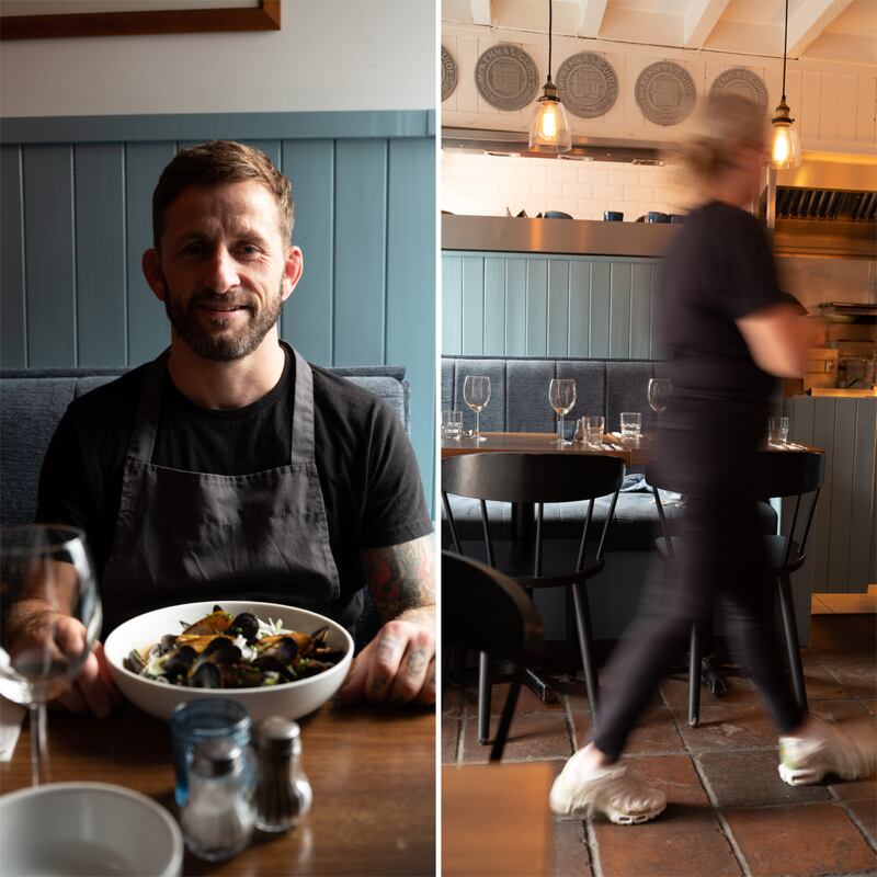 Tony Davidson at his restaurant, Fisk Seafood Bar, in Downings, County Donegal, Ireland, on Aug. 1, 2023. Fisk is one of many establishments in County Donegal winning plaudits by relying on regional talent and resources to craft a local, yet contemporary, take on accommodation, food and design. (Ellius Grace/The New York Times).