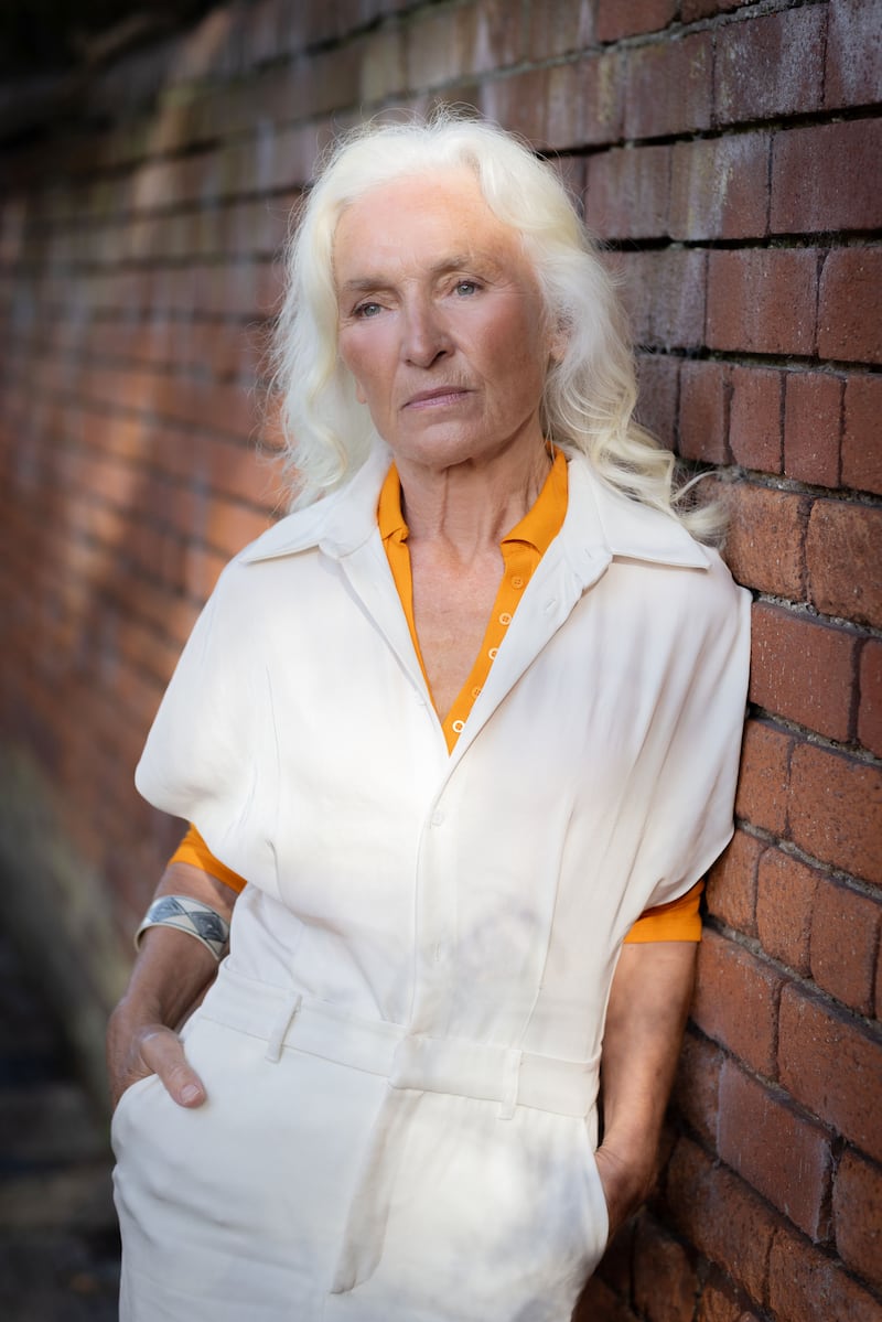 Actor Olwen Fouéré models items from the St Vincent de Paul shop on South Great George’s Street in Dublin 2. Photograph: Emily Quinn