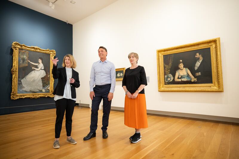 
From left: Caroline Campbell, director of collections and research at the National Gallery, London; Logan Sisley, acting head of collections, co-curator of exhibition; and Barbara Dawson, director of Hugh Lane Gallery at the upcoming exhibition in the Hugh Lane Gallery, Eva Gonzalès Is What Dublin Needs. 