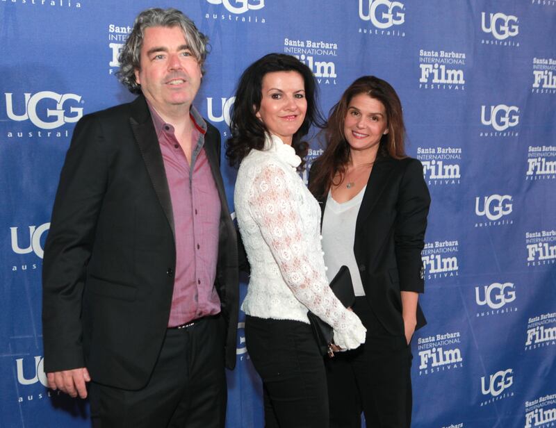 Deirdre O'Kane with her husband, Stephen Bradley, and Melanie Gore-Grimes (right) at Santa Barbara film festival: 'I had Steve around. He’s a writer, and my memory is that there was two of us in it. And I consider that to be one of the great perks of working for yourself.' Photograph: Rebecca Sapp/Getty 