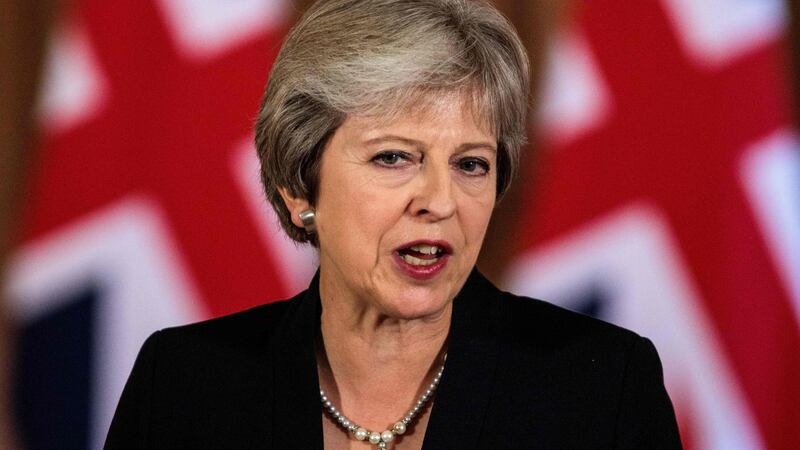 British prime minister  Theresa May speaking in  Downing Street on Friday. Photograph: Jack Taylor/Getty