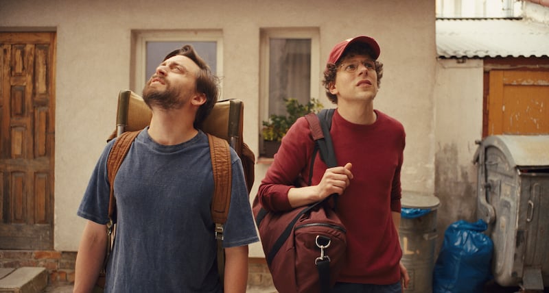 Kieran Culkin and Jesse Eisenberg in A Real Pain. Photograph courtesy of Searchlight Pictures