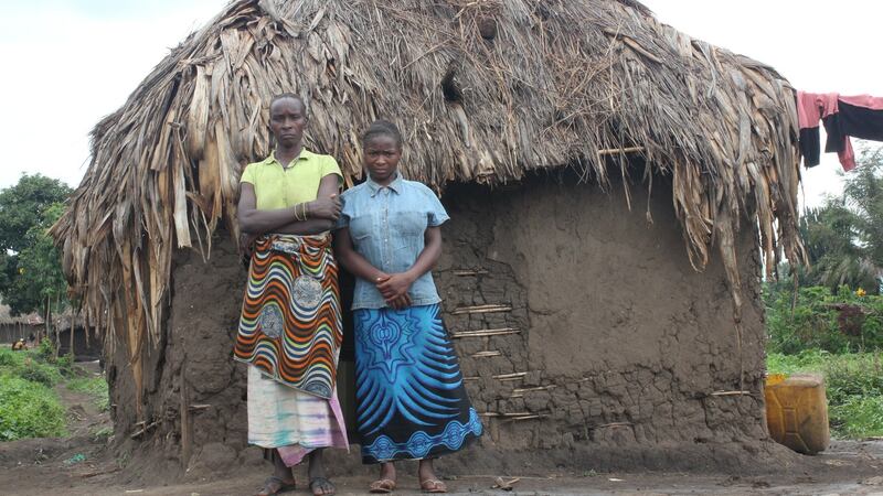 A mother and daughter in front of the hut where the mother was beaten and the daughter raped. Photographs: Dearbhla Glynn and (Mama Masika) Frontline Defenders