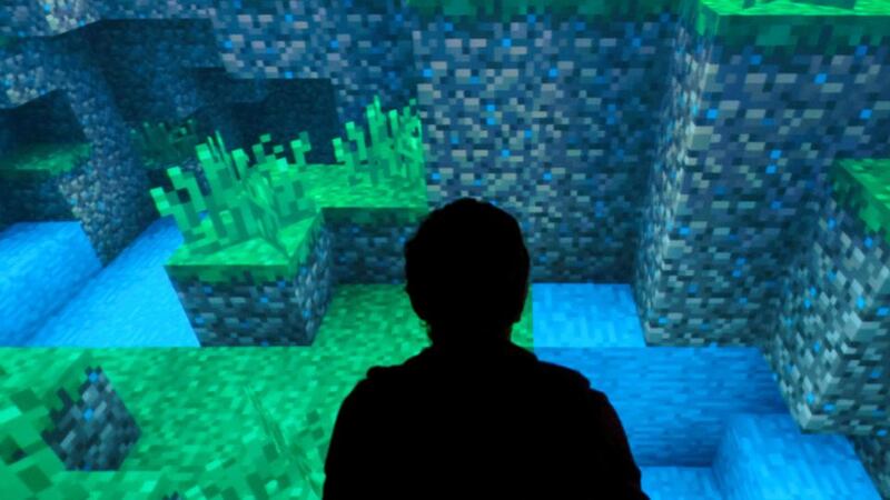 Engrossing: playing Minecraft at the Museum of the Moving Image in New York. Photograph: Karsten Moran/New York Times