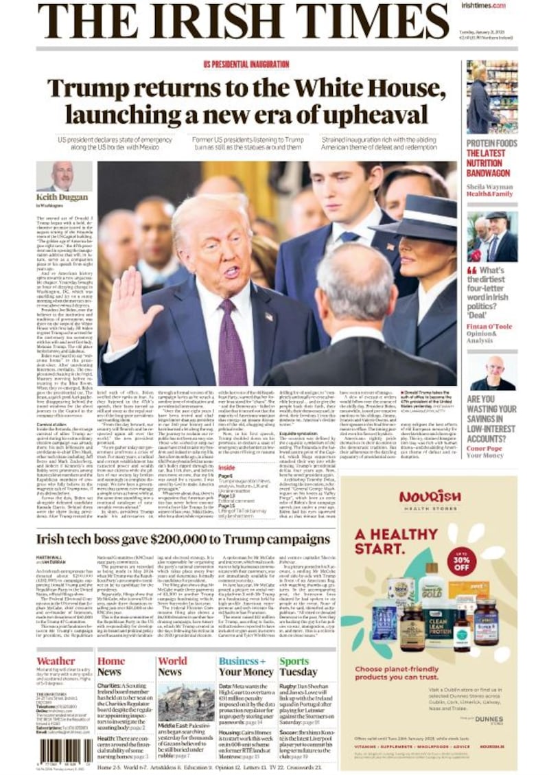 The Irish Times front page