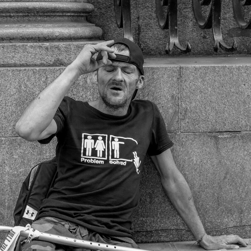 Peter, Whitehall, who said he was originally from Ireland and had wanted to be a photographer, but his life had taken a different turn. He said he has been street homeless for at least 20 years due to a drug habit that he just couldn't overcome. Photograph: Marc Davenant