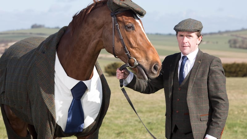 Morestead in his flat cap and suit photographed with AP McCoy. Photograph: David Parry/PA Wire