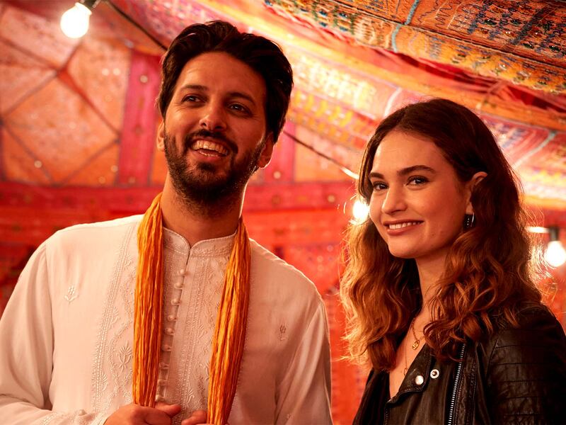 Shazad Latif and Lily James in What's Love Got to do With It?. Photograph: PA Photo/StudioCanal/Robert Viglasky