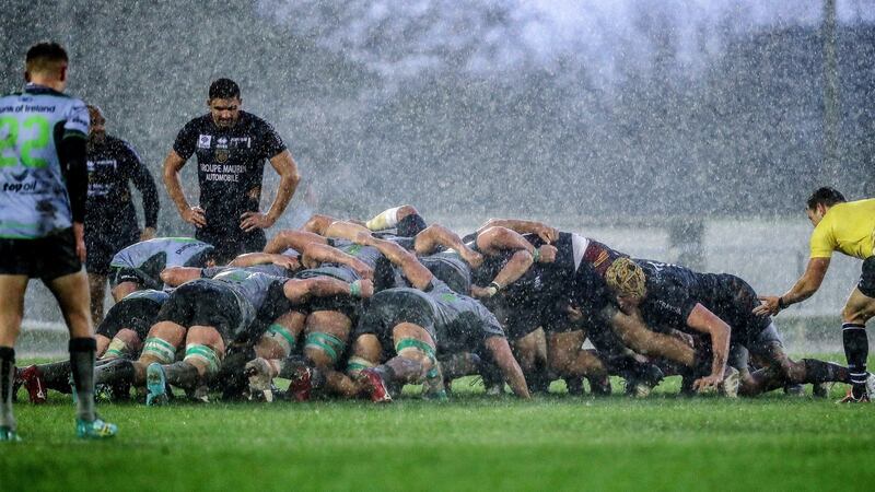 A scrum durign Connacht’s 22-10 win at the Sportsground. Photograph: Dan Sheridan/Inpho