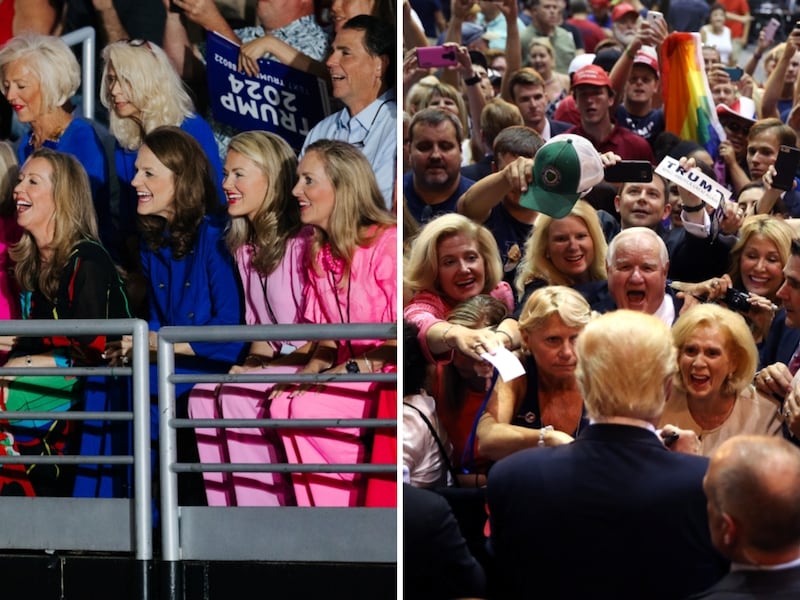 Members of the Word of Faith church at Trump rallies. Photographs: Todd Heisler, Doug Mills/The New York Times