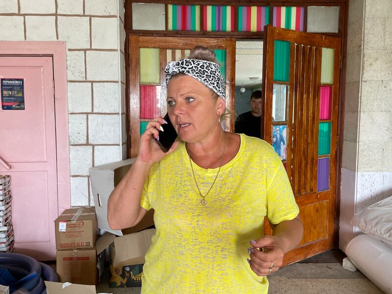 Vita Bardizh, head of Novovasylivka village in southeastern Ukraine, which was partially flooded when the Russian-occupied dam and hydroelectric power station was destroyed last week. Photograph: Daniel McLaughlin