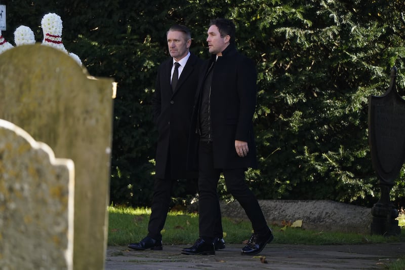 Robbie Keane (left) arrives for Liam Payne's funeral.  Photograph: Andrew Matthews/PA