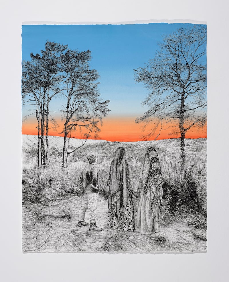 Three, by Paul McKinley, a work inspired by the Bram Stoker story Gibbet Hill, accompanies the newly published story and is on show as part of his exhibition Péisteanna