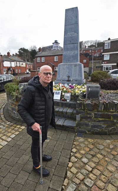 Eamonn McCann at the Bloody Sunday memorial in Derry. Photograph: Trevor McBride 

