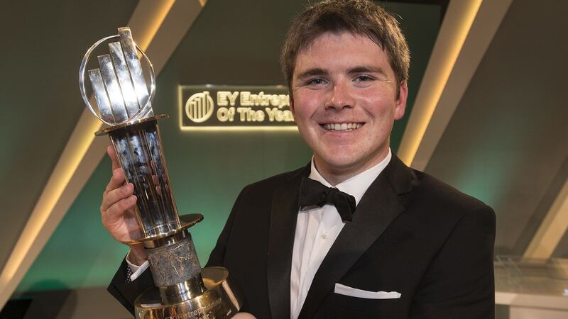 John Collison (above) and his brother, Patrick, of online payments company Stripe were the overall winners at the 2015 EY Entrepreneur of the Year awards. Photograph: Dave Meehan