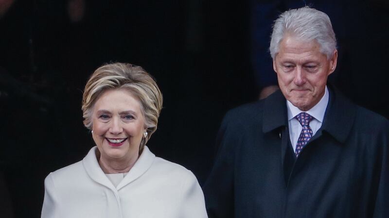 Former secretary of state Hillary Rodham Clinton with former US president Bill Clinton. Photograph: Shawn Thew/ EPA