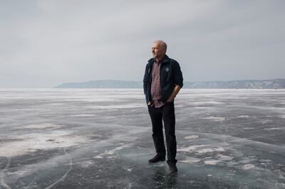 Aleksey P Nikiforov, founder of the Baikal Ice Marathon, on Lake Baikal.