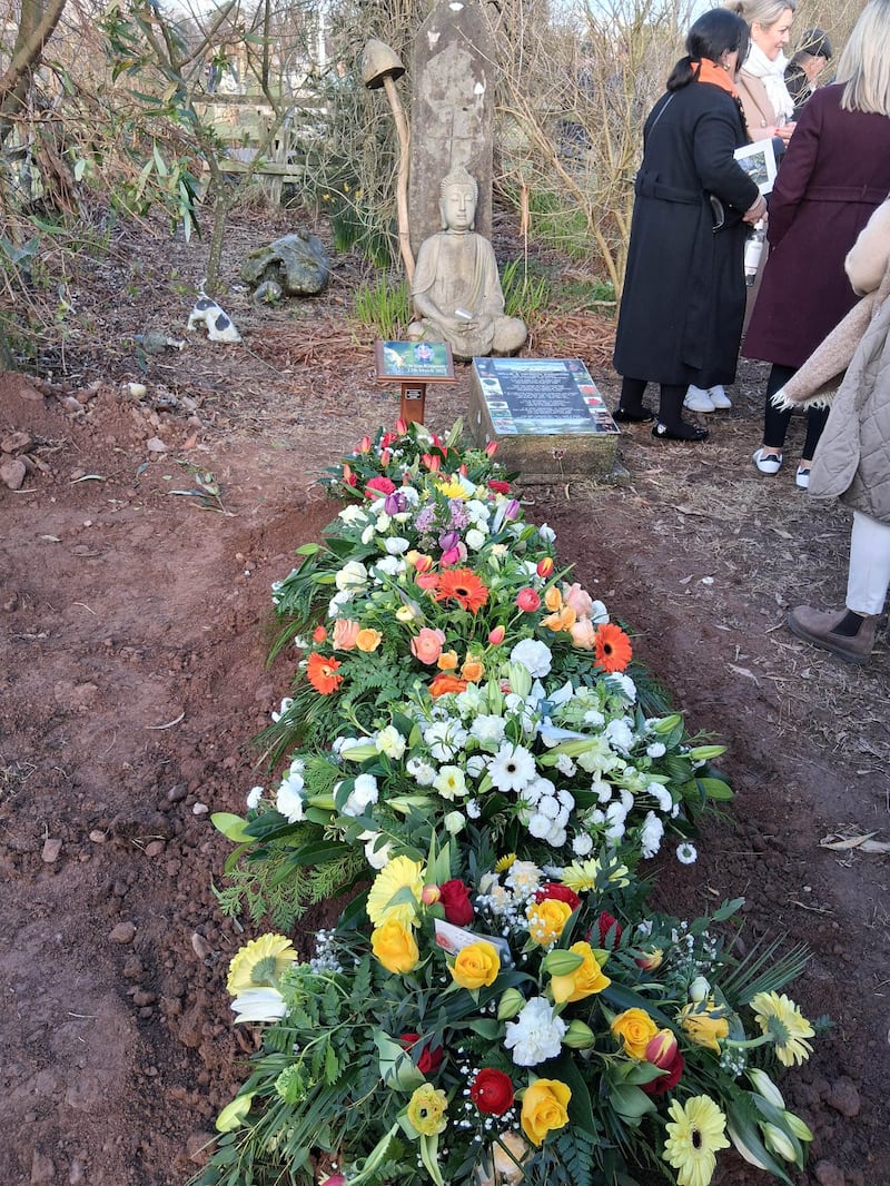 Wille Kingston was buried in a hillside field, with the spot he chose between a round tower and an underground sun chamber he built years ago. Photograph: Barry Roche