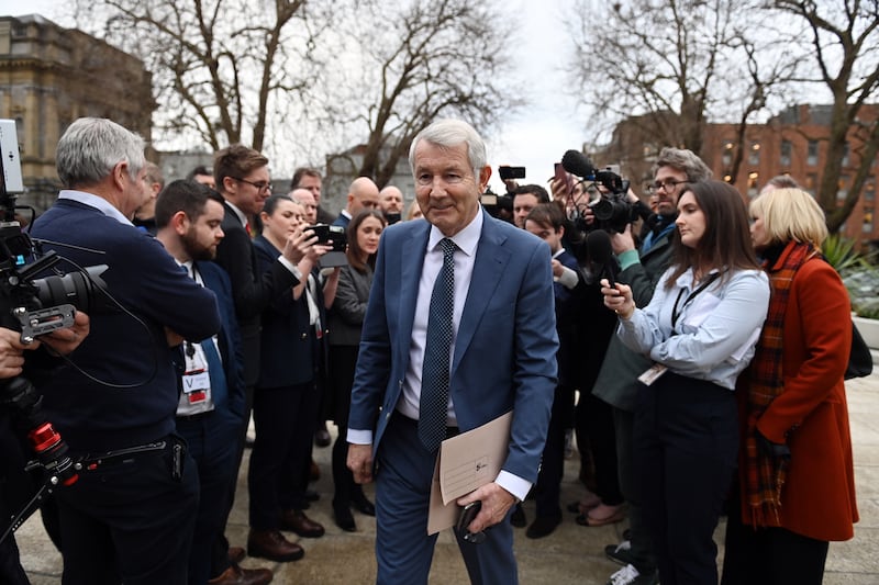 Michael Lowry, independent TD, exits an impromptu press conference as the impasse continues at Leinster House: Charles McQuillan/Getty Images)