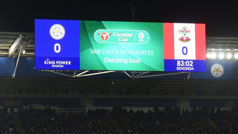 Southampton had a goal disallowed by VAR against Leicester. Photograph: Joe Giddens/PA