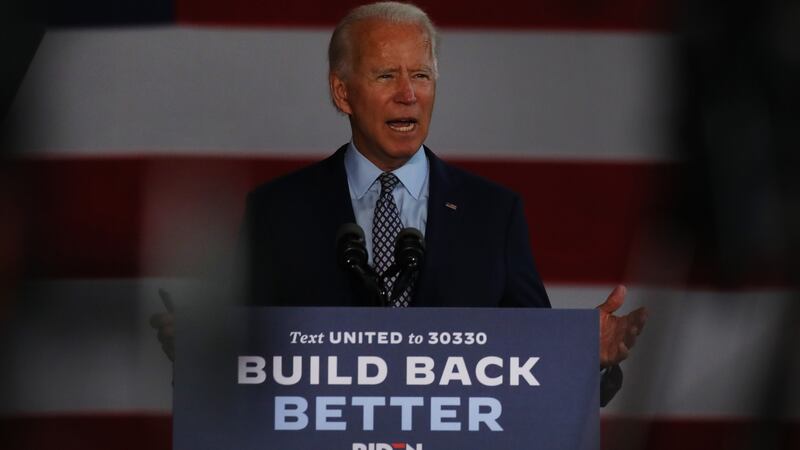 Joe Biden: his ‘Scranton Joe’ persona as an ordinary American who understands the everyday challenges of ordinary people, is likely to make him better placed than Clinton to win the state. Photograph: Spencer Platt/ Getty