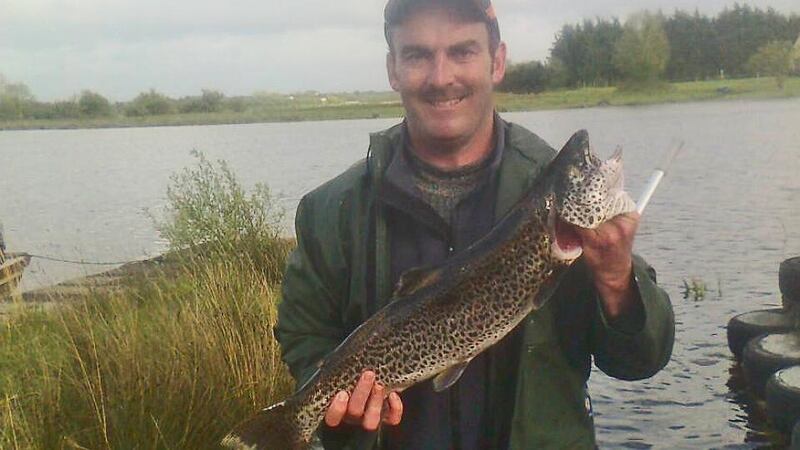 Frank Butler with a fine 8lbs 7oz Corrib trout taken while dapping mayfly on Sunday 10th May 2015