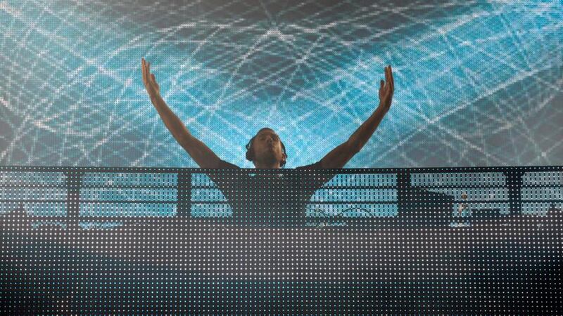 Calvin Harris performing at Oxegen. Photograph: Patrick O’Leary