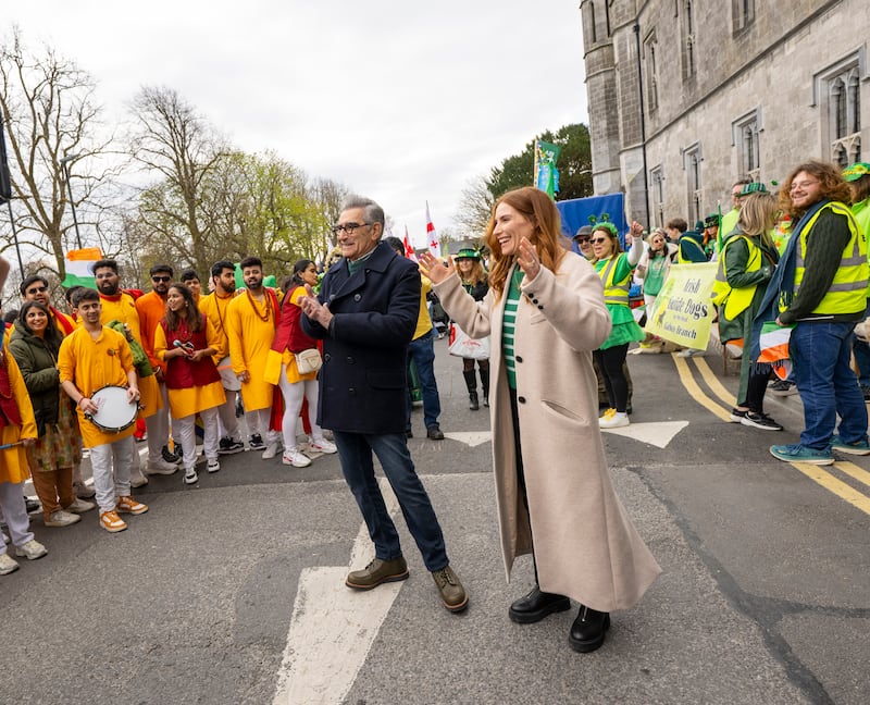  
St. Patrick Day Parade at the University of Galway, where Actor Eugene Levy (The Reluctant Traveler) and his daughter Sarah, were guests. 

Photograph :Andrew Downes/xposure