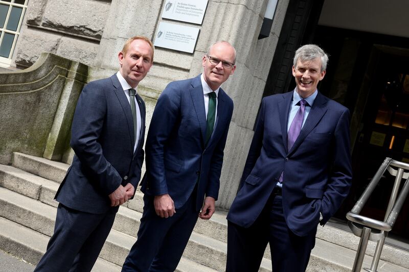 Michael Lohan, chief executive, IDA Ireland, Simon Coveney, Minister for Enterprise, Trade and Employment, and Paul Kilcullen, BNY Mellon chief executive of Funds Services Ireland, at the announcement this year of BNY Mellon’s new digital R&D hub in Dublin. Photograph: Maxwell Photography