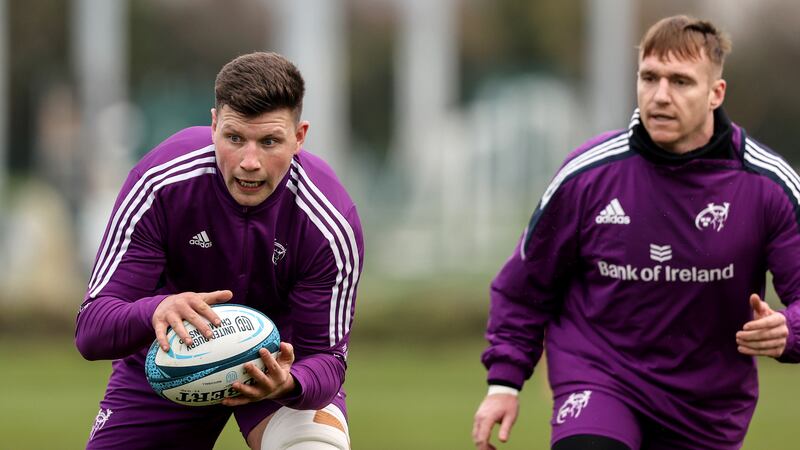 Munster's Fineen Wycherley in training. Photograph: Ben Brady/Inpho