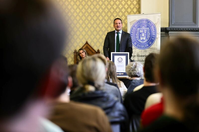 Leo Varadkar told students at a debate in Trinity that 'a newspaper should not be boycotted because it once published an article that some people disagree with'. Photograph: Alan Betson