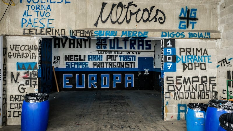 Graffiti supporting Atalanta is seen in Bergamo. Photo: Alessandro Rota/The New York Times