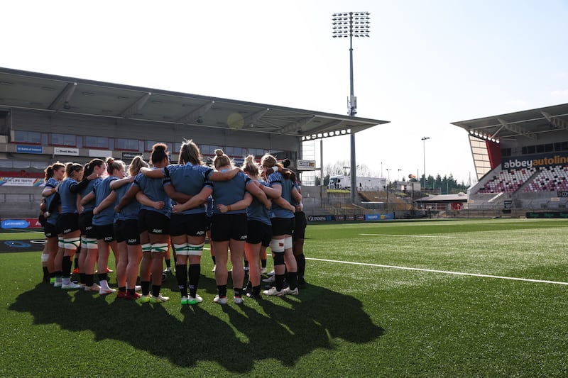 A view of the team huddle during the Captains Run. Photograph: Ben Brady/Inpho