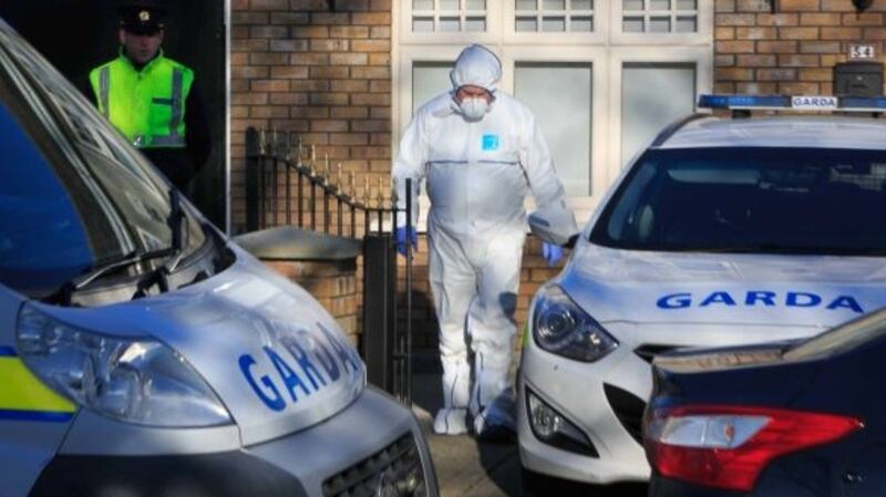 The Garda forensic team at the home of Kenneth O’Brien in Clondalkin. Photograph: Gareth Chaney/Collins