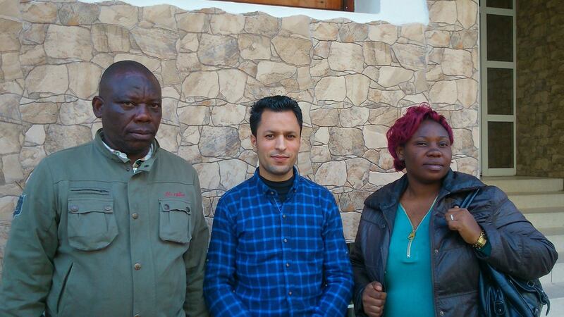 Mohamed Mboyo, a refugee; Hassan Errifai of Amappe, an association for small businesses; and Rebecca Bousouka, a migrant.