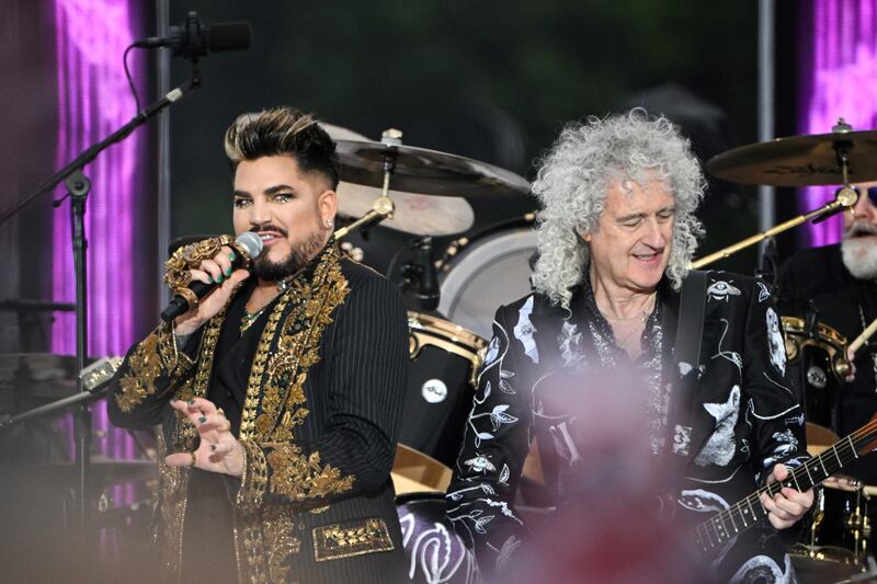 Adam Lambert, Brian May and Roger Taylor of Queen perform at Buckingham Palace on June 4th, 2022 as part of the Queen Elizabeth II's platinum jubilee celebrations. Photograph: Paul Ellis/AFP via Getty Images