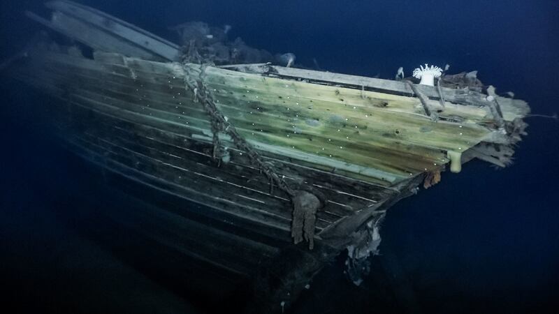 One hundred years after Shackleton’s death, Endurance was found at a depth of 3,008m in the Weddell Sea. Photograph: Falklands Maritime Heritage Trust/National Geographic/PA Wire