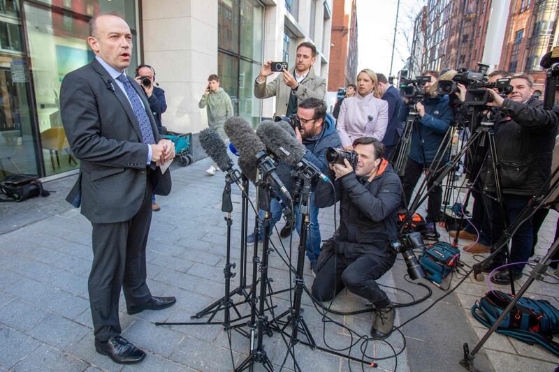 Northern Ireland Secretary Chris Heaton-Harris, speaks to the media in Belfast on Friday. Photograph: Paul Faith/AFP