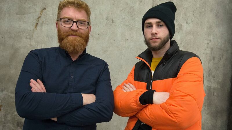 Thomas Mongan (right) from Athlone, with Peter Lane of Epic. Photograph: Dave Meehan/The Irish Times