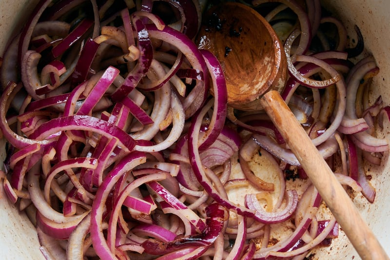 Sizzling sturdy vegetables and blooming spices in fat create an aromatic flavour before any liquid hits the pot. Photograph: David Malosh/New York Times