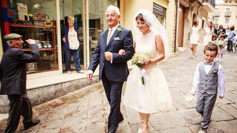 Aisling Farinella and her father at her wedding