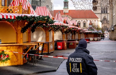 The car was driven into crowds at the Christmas market in Magdeburg on Friday evening. Photograph: Michael Probst/AP