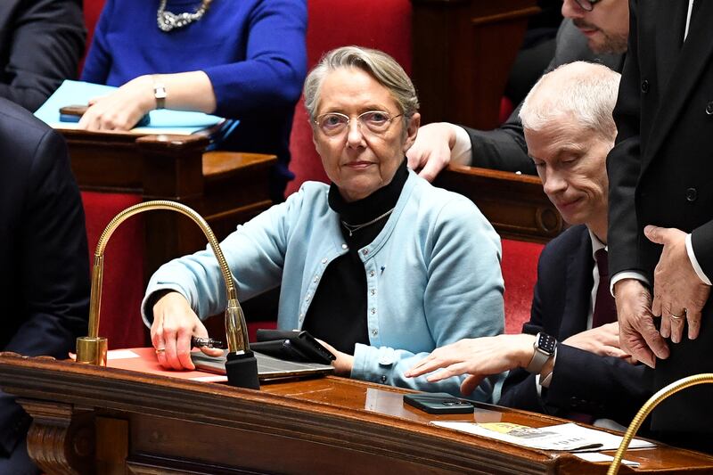 French prime minister Elisabeth Borne reacts after the government survived a second no-confidence motion at the French National Assembly.  Photograph: Bertrand Guay/AFP via Getty Images