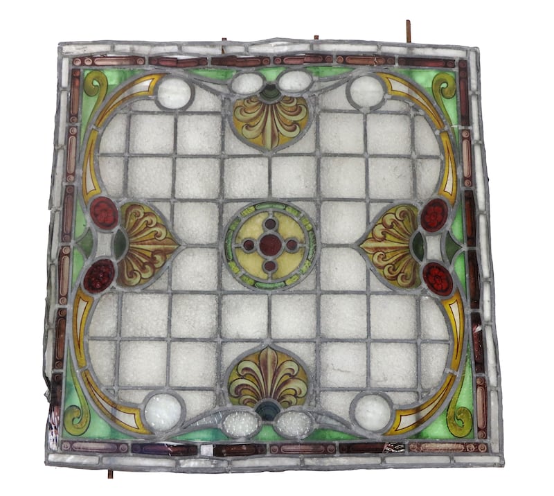 Art nouveau leaded stained glass panel, €100-€150