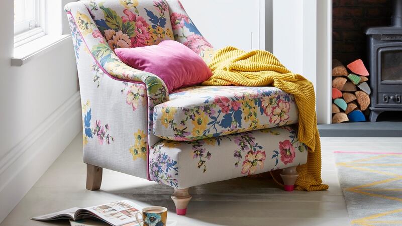 The printed velvet chair, part of the new Jools collection for DFS,  costs €989.