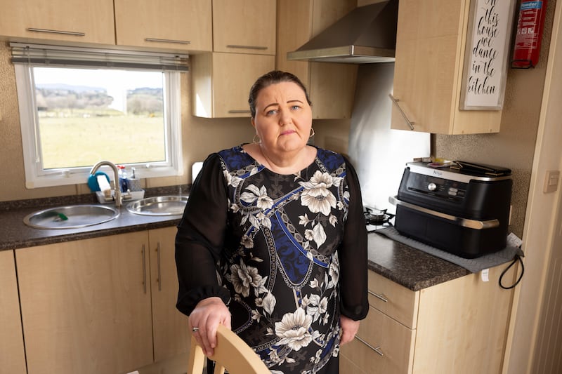 Councillor Joy Beard in her mobile home in Buncrana, Co Donegal. Photograph: Joe Dunne